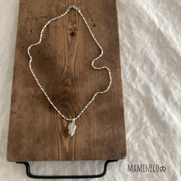 オールステンレス製 フェザーネックレス 変形ボールチェーンネックレス ライス形ボールチェーン 付けっぱなしOK!! 3枚目の画像