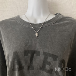 オールステンレス製 フェザーネックレス 変形ボールチェーンネックレス ライス形ボールチェーン 付けっぱなしOK!! 4枚目の画像