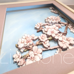 【完成品・一点もの】シャドーボックス：桜 11枚目の画像