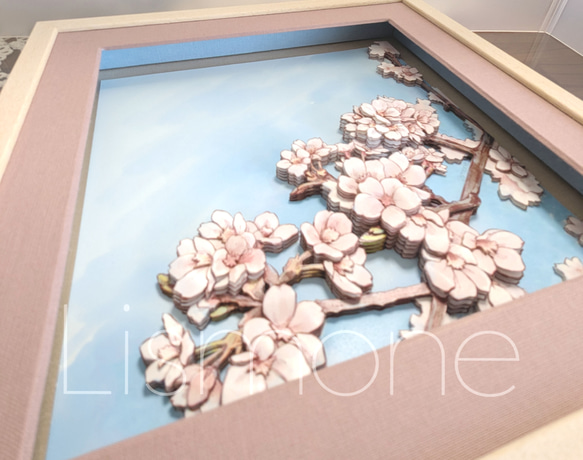 【完成品・一点もの】シャドーボックス：桜 11枚目の画像