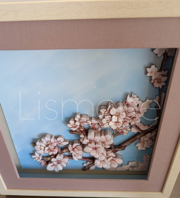 【完成品・一点もの】シャドーボックス：桜 4枚目の画像
