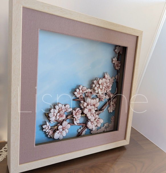 【完成品・一点もの】シャドーボックス：桜 7枚目の画像