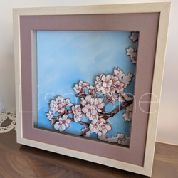 【完成品・一点もの】シャドーボックス：桜 6枚目の画像