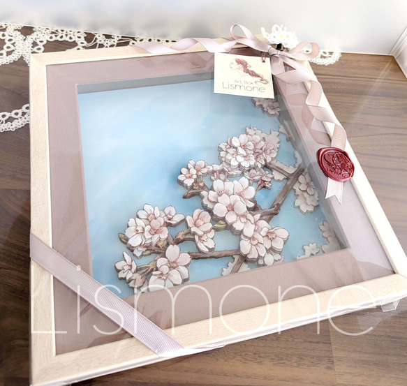 【完成品・一点もの】シャドーボックス：桜 13枚目の画像