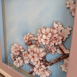 【完成品・一点もの】シャドーボックス：桜 3枚目の画像