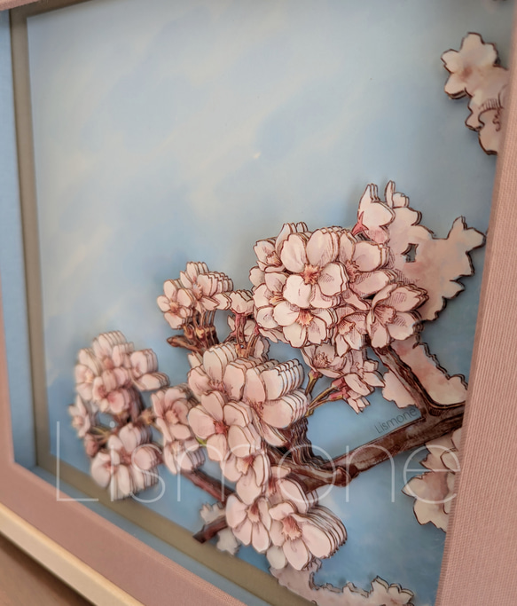 【完成品・一点もの】シャドーボックス：桜 3枚目の画像