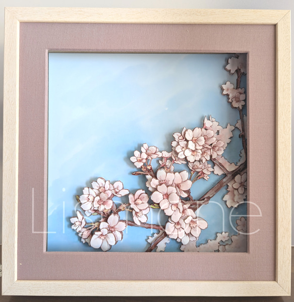 【完成品・一点もの】シャドーボックス：桜 1枚目の画像