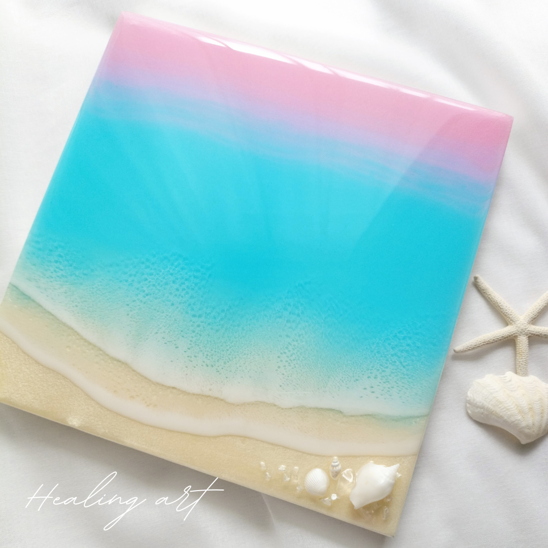 愛しき日々 23×23cm 海レジン オーシャンアート レジンアート