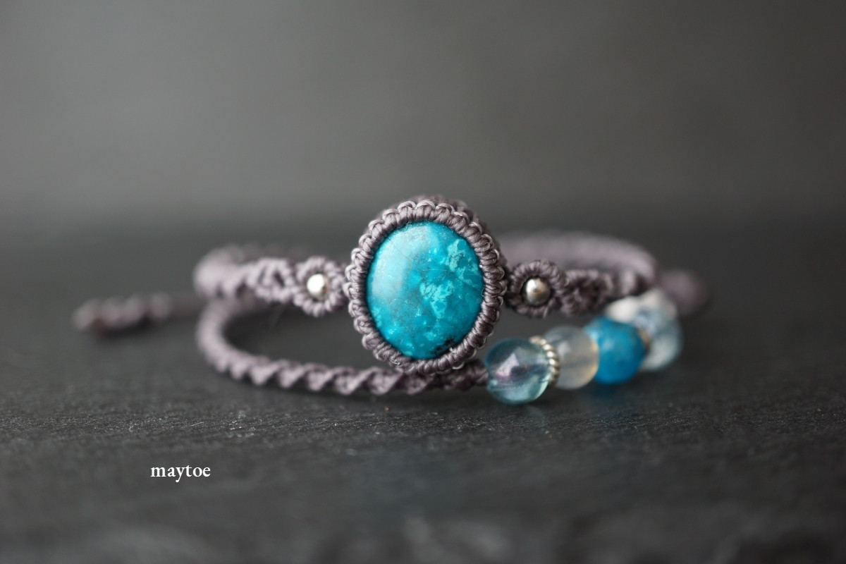 地球みたいなクリソコラの二重マクラメブレスレット＜情緒安定・表現力の向上＞