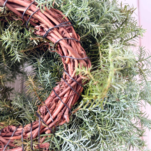 20cm 針葉樹と赤い実のクリスマスシンプルフレッシュリース