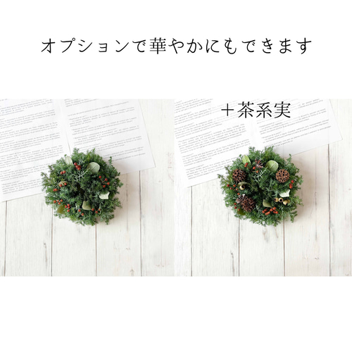 針葉樹と赤い実のクリスマスリース 針葉樹と赤い実のクリスマスリース/ドライフラワー/ベル付き/30cm