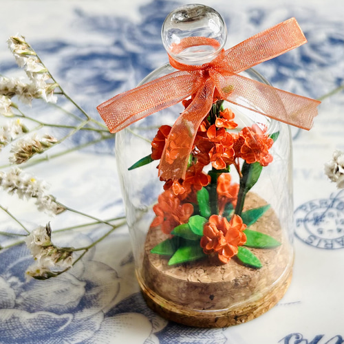 ミニガラスドームの妖精（キンモクセイの1） 妖精標本商会 置き物 小瓶