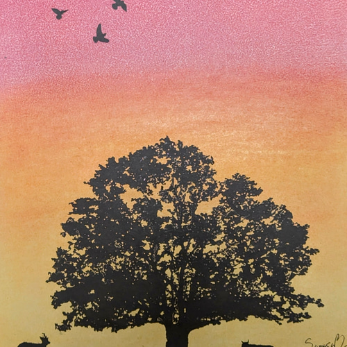 夕暮れ』(原画) パステル 切り絵 切り絵 すむすむ 通販 18341565