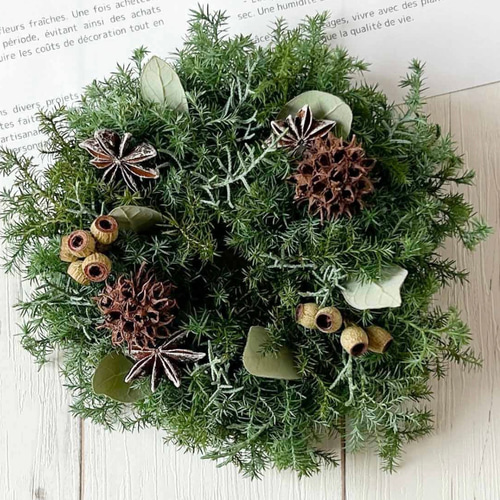 【メルカリ便】　針葉樹ののナチュラルリース　クリスマス　アンティークベル　592 針葉樹のナチュラルリース クリスマスリース アンティーク