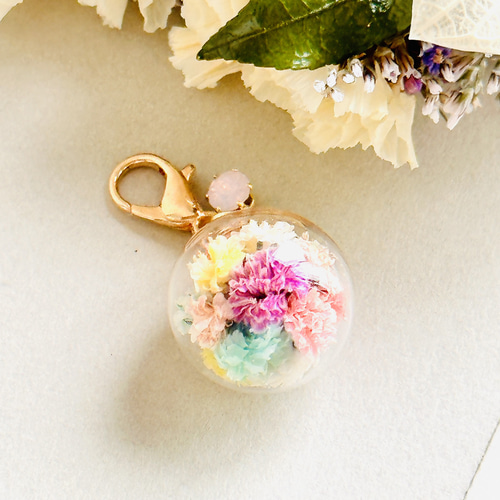 10月誕生石】オパール かすみ草 ガラスドーム 『虹色のシャボン