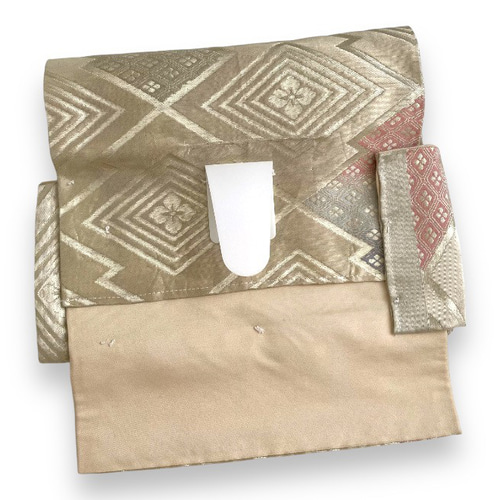 美品！純金二重泊 松 笹 波 金 正絹 袋帯 年間プラン 二重