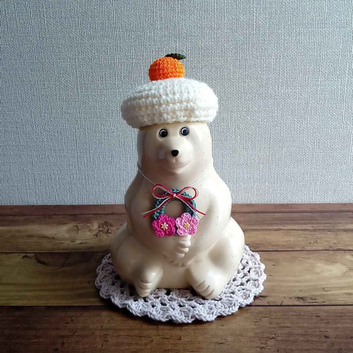 鏡餅帽子♡特大 正月 しろくま貯金箱 ペット 猫 犬 ペット服