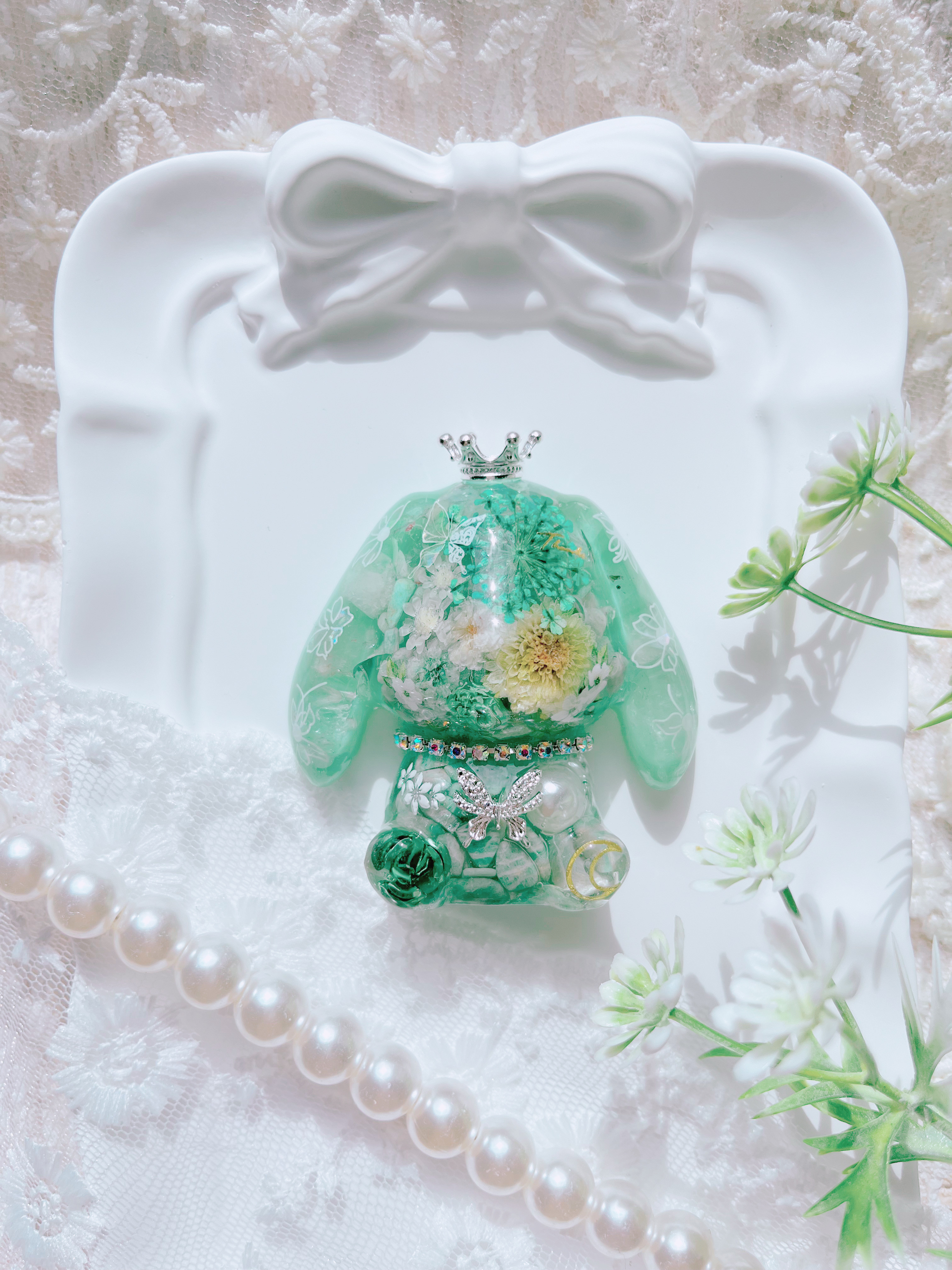 オルゴナイト垂れ耳ウサギさん 激レアストーン入り オルゴナイト垂れ耳