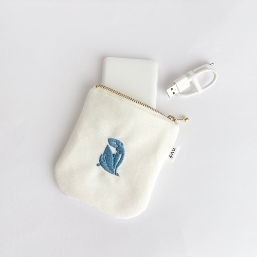 再販》10cmファスナー：アンリ・マティス『Blue Nude』手刺繍ポーチ
