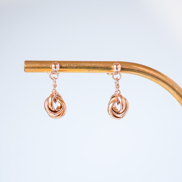 Creema限定新春福袋〈竹〉プチトリニティネックレス&ピアス/イヤリングセット ピンクゴールド  N146 12枚目の画像