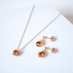 Creema限定新春福袋〈竹〉プチトリニティネックレス&ピアス/イヤリングセット ピンクゴールド  N146 2枚目の画像