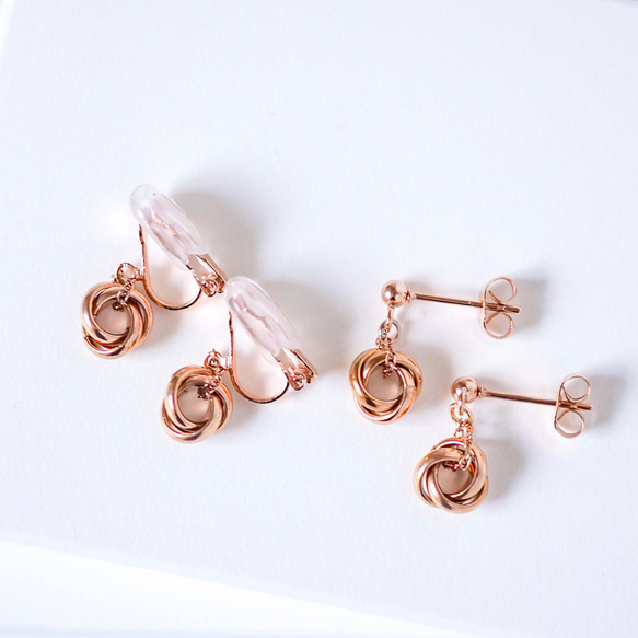 Creema限定新春福袋〈竹〉プチトリニティネックレス&ピアス/イヤリングセット ピンクゴールド  N146 16枚目の画像