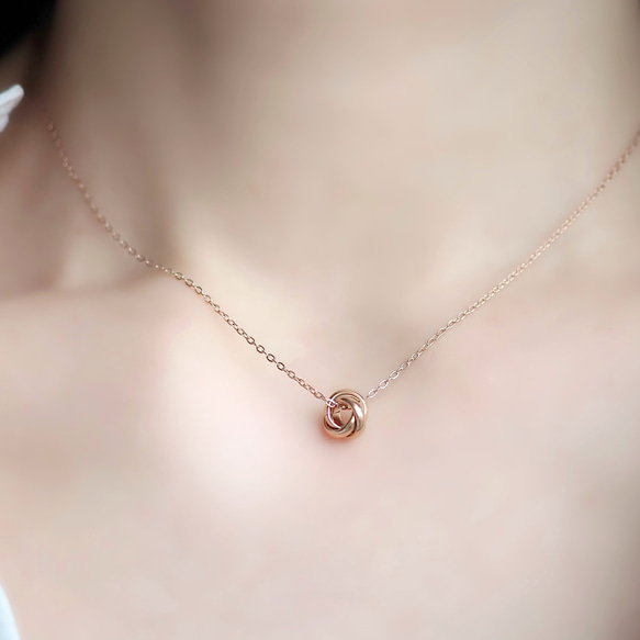 Creema限定新春福袋〈竹〉プチトリニティネックレス&ピアス/イヤリングセット ピンクゴールド  N146 6枚目の画像