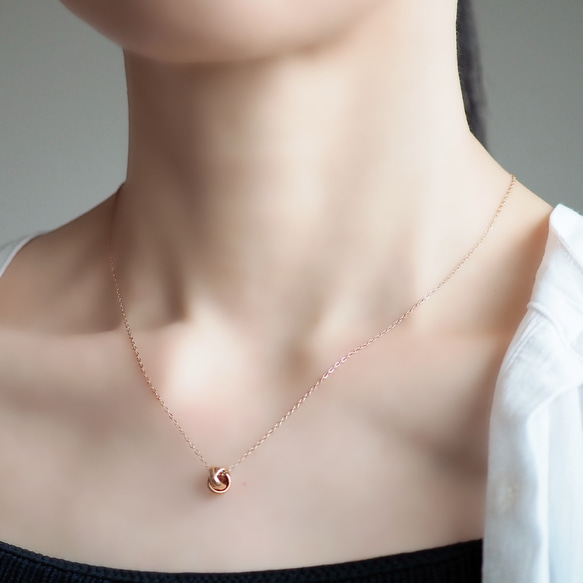 Creema限定新春福袋〈竹〉プチトリニティネックレス&ピアス/イヤリングセット ピンクゴールド  N146 9枚目の画像