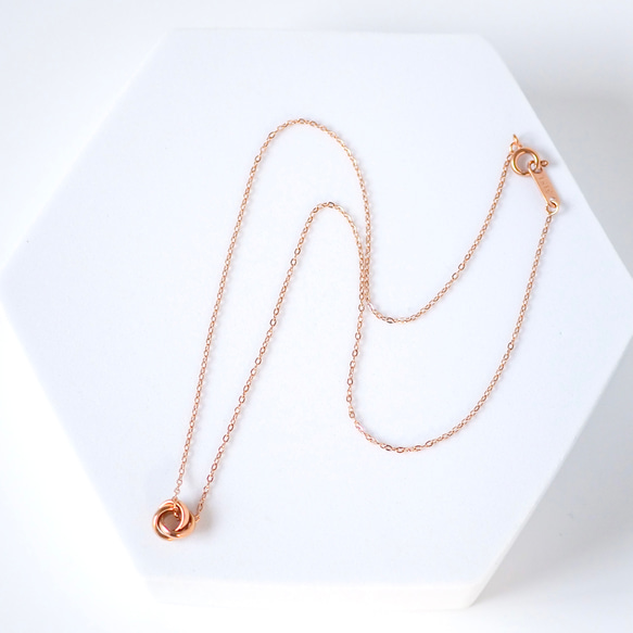 Creema限定新春福袋〈竹〉プチトリニティネックレス&ピアス/イヤリングセット ピンクゴールド  N146 4枚目の画像