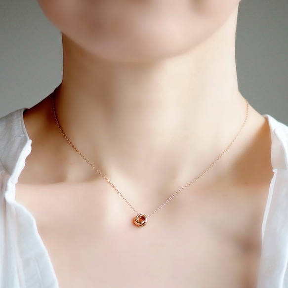 Creema限定新春福袋〈竹〉プチトリニティネックレス&ピアス/イヤリングセット ピンクゴールド  N146 5枚目の画像