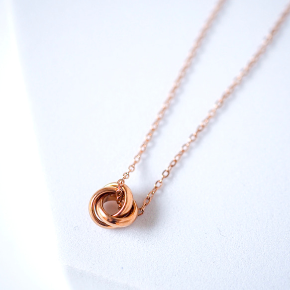 Creema限定新春福袋〈竹〉プチトリニティネックレス&ピアス/イヤリングセット ピンクゴールド  N146 7枚目の画像