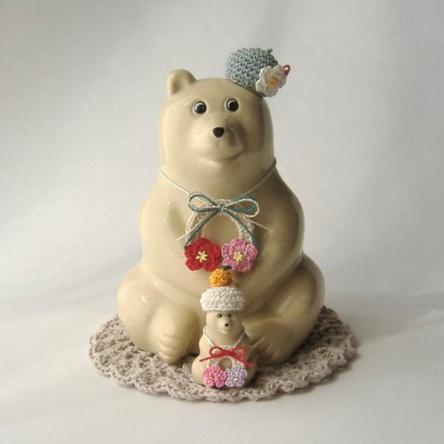 しろくま貯金箱＊鏡餅風コーデ 鏡餅