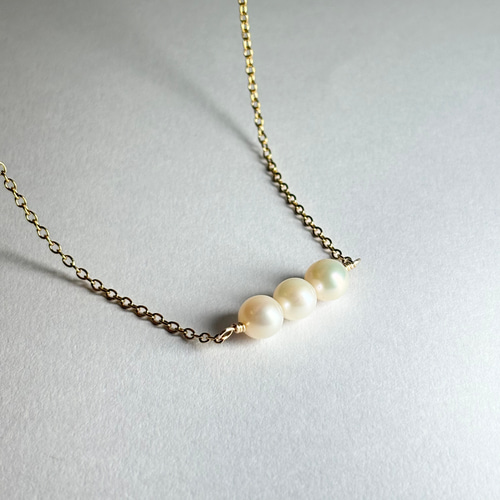 淡水パール 3連 サージカルステンレス ネックレス ゴールド シルバー