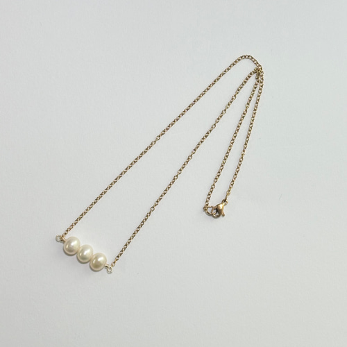 淡水パール 3連 サージカルステンレス ネックレス ゴールド シルバー