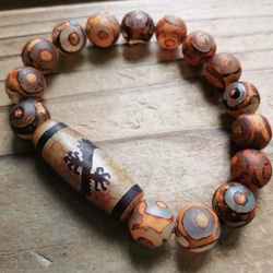 ★★★ 霊石 ★★★ 『竜鳳』　黒朱砂　白　五爪龍神天珠　ブレスレット　腕念珠 霊石 『竜鳳』 黒朱砂 白 五爪龍神