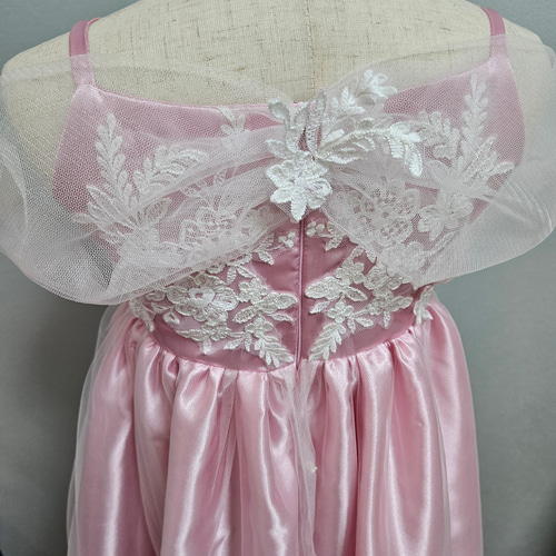 プリンセスドレス 110cm ピンク×白レース 子供服 Atelier Ki-M