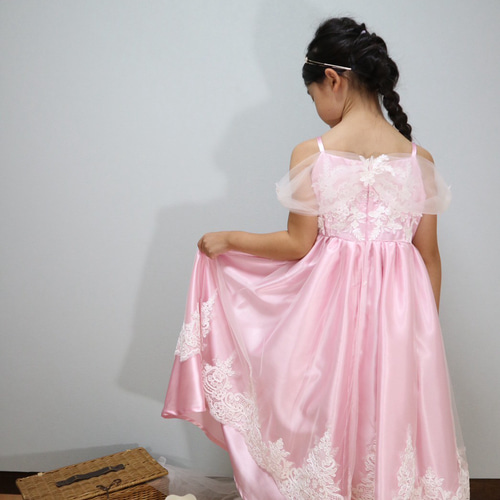 プリンセスドレス 110cm ピンク×白レース 子供服 Atelier Ki-M 通販