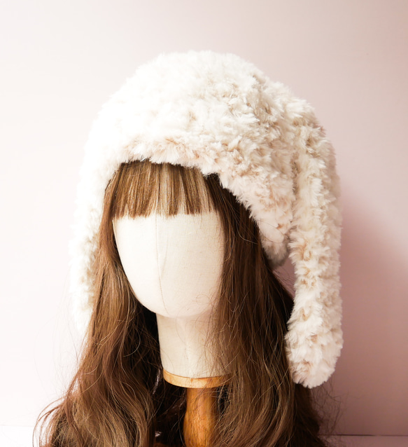 たれ耳うさぎのもふもふ帽子⋈茶シロブチ⋈ ニット帽・ビーニー M.la