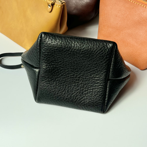 3wayレザーポーチ ショルダー ブラック 黒 本革 イタリアンレザー