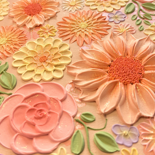 melia　テクスチャーアート　絵画　インテリアアート　立体　絵　北欧　花の絵 テクスチャーアート 絵画 インテリアアート 立体 花 絵 ミモザ