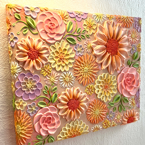 そらまめ】テクスチャーアート 絵画 フラワーアート 花の絵