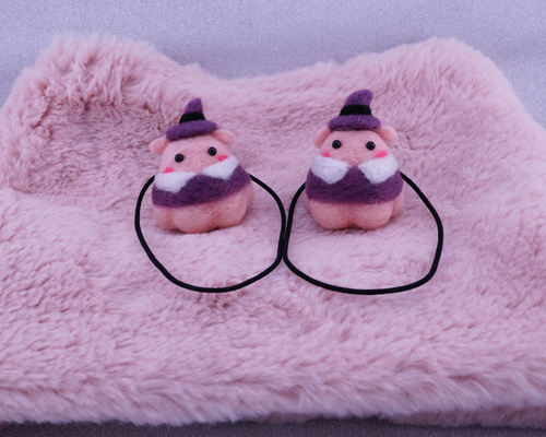 ハロウィン〈魔女学校のメンダコちゃん〉羊毛フェルト ヘアゴム