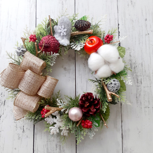 ゴールドリボンのクリスマスリース(約25㎝) リース ndana 通販｜Creema  