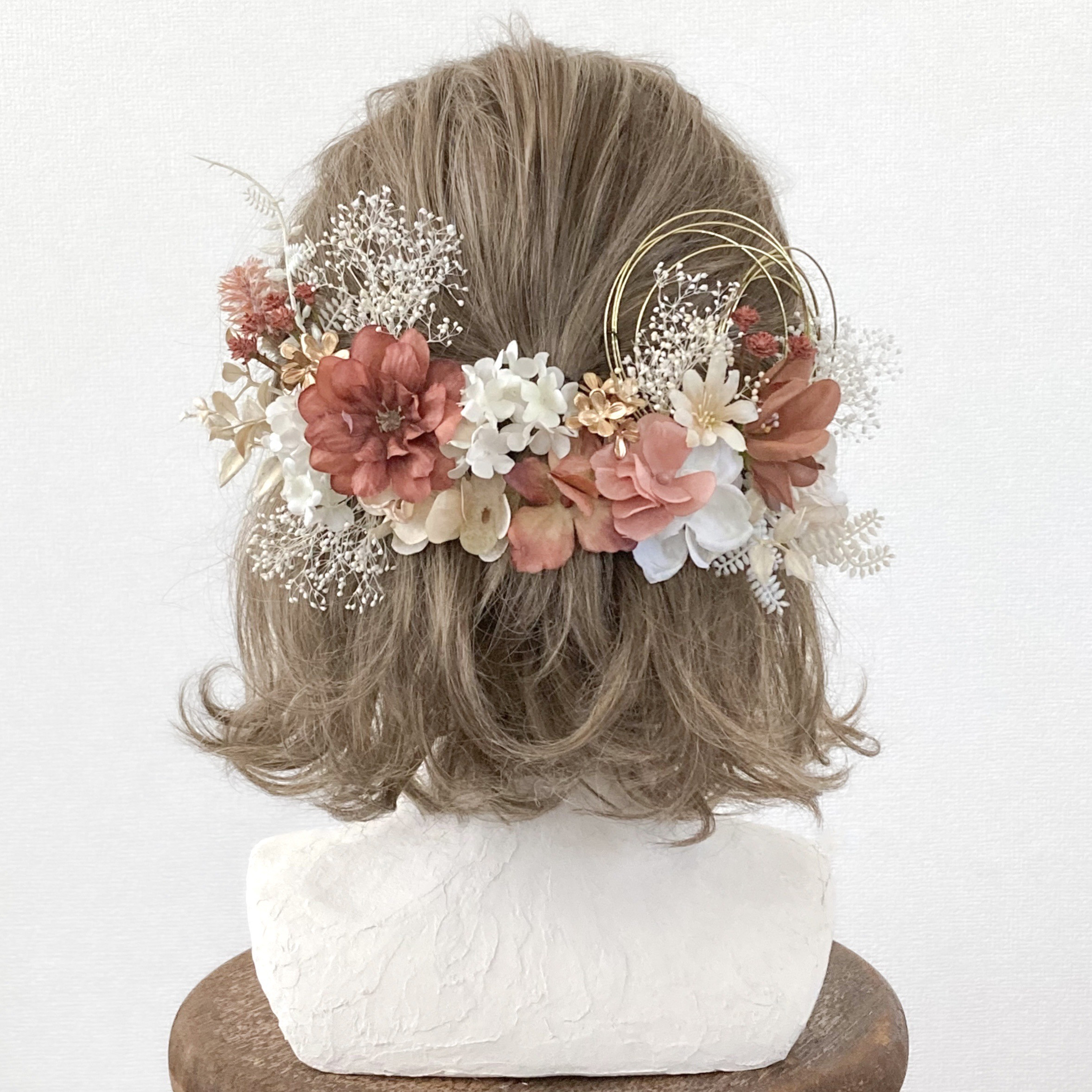 【送料無料】成人式や卒業式、結婚式におすすめの髪飾りです【金箔付】・ピンク・レッド・赤・ボブ・ショート・和装・振袖・水引