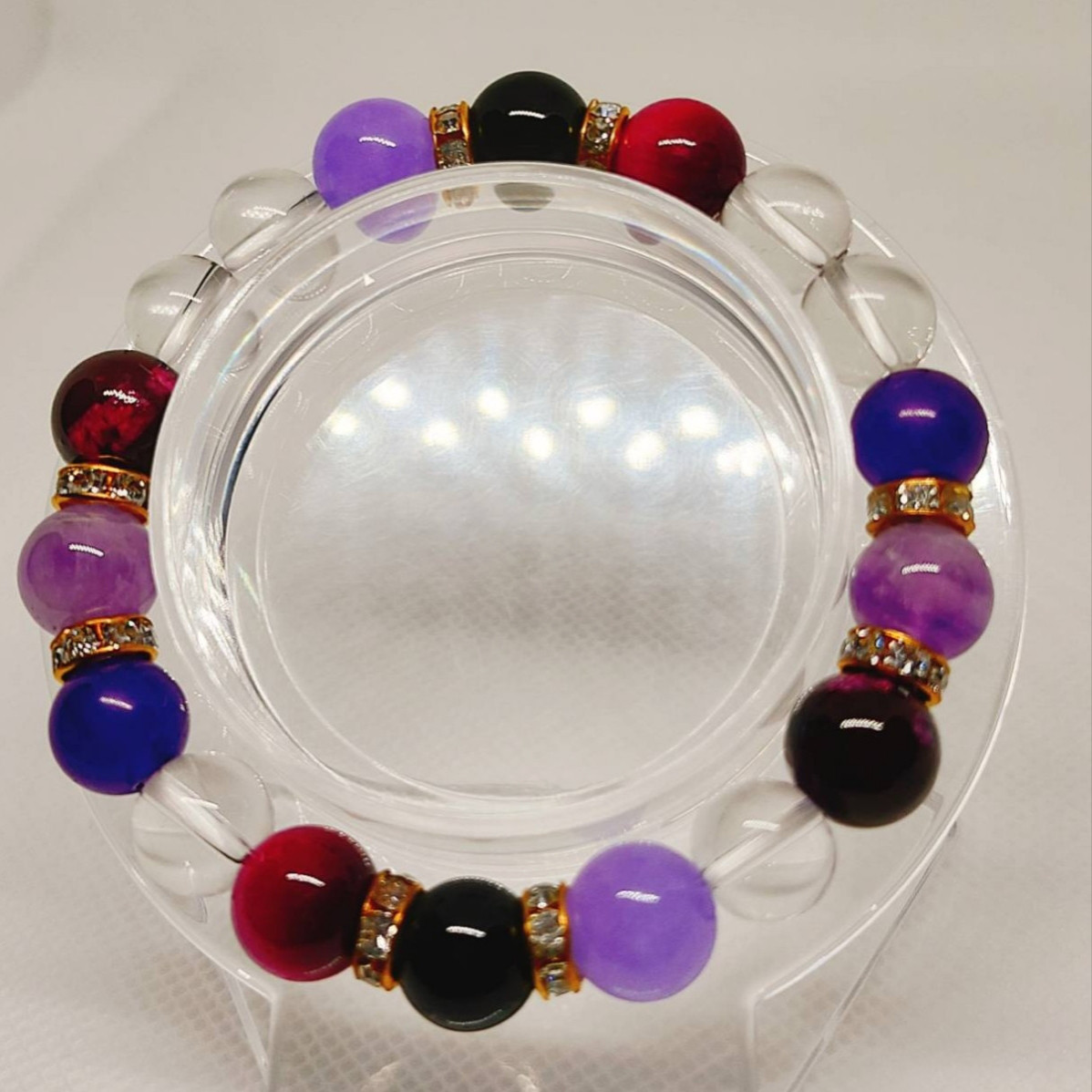 （５）水晶　ブラックオニキス　ジェブロンアメジスト　ローズレット　パープルレット三聖石ジャスパー　ブルーエンジェライト