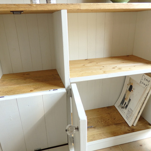 サイズデザインオーダー可！２バッタン観音扉キャビネット●シャビーホワイト受注製作 サイズデザインオーダー可！2バッタン観音扉キャビネット○シャビー