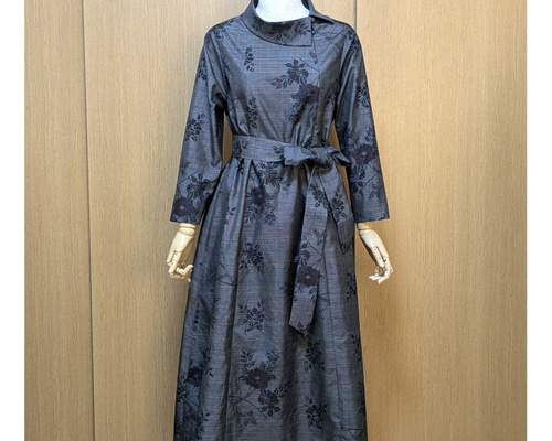 SOLD 着物リメイク ワンピース 大島紬 M〜L ワンピース さら