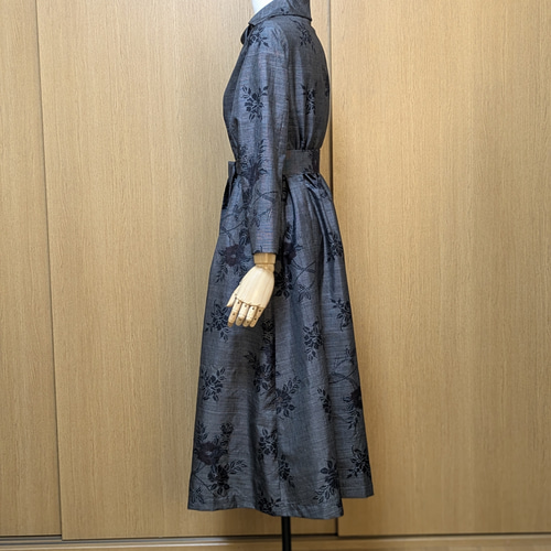SOLD 着物リメイク ワンピース 大島紬 M〜L ワンピース さら