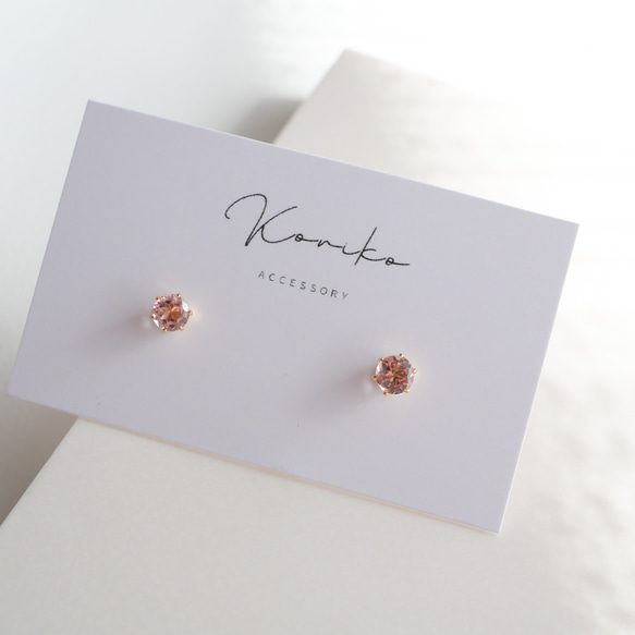 ピンクトルマリンの一粒ピアス ４ｍｍ  １０月誕生石　サージカルステンレス　金属アレルギー対応　つけっぱなしＯＫ　天然石 4枚目の画像