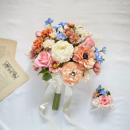 オーダーメイド】アネモネとラナンキュラスのガーデン風 クラッチ